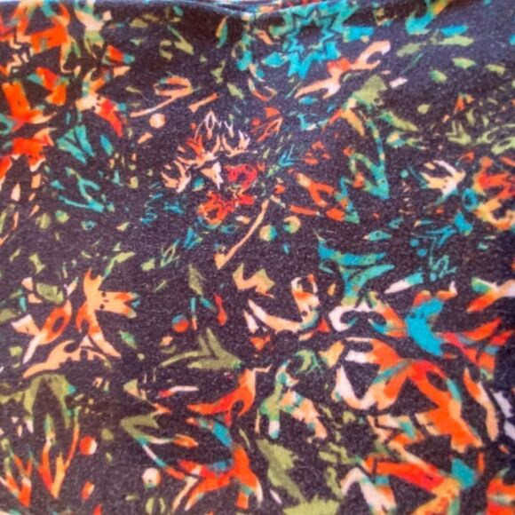 1236 LuLaRoe Leggings Size OS Blue Orange Flower Burst Print New - Picture 2 of 5